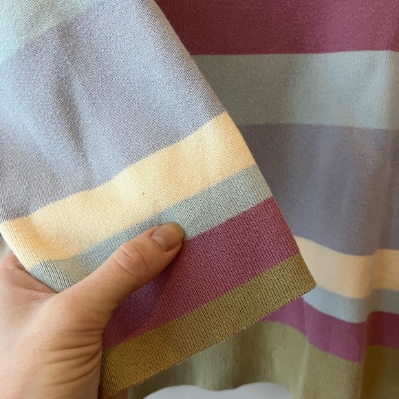 Van Heusen Women’s Pastel Stripe Knit Sweater Long Sleeve Cotton Blend Retro Y2K - Picture 4 of 9